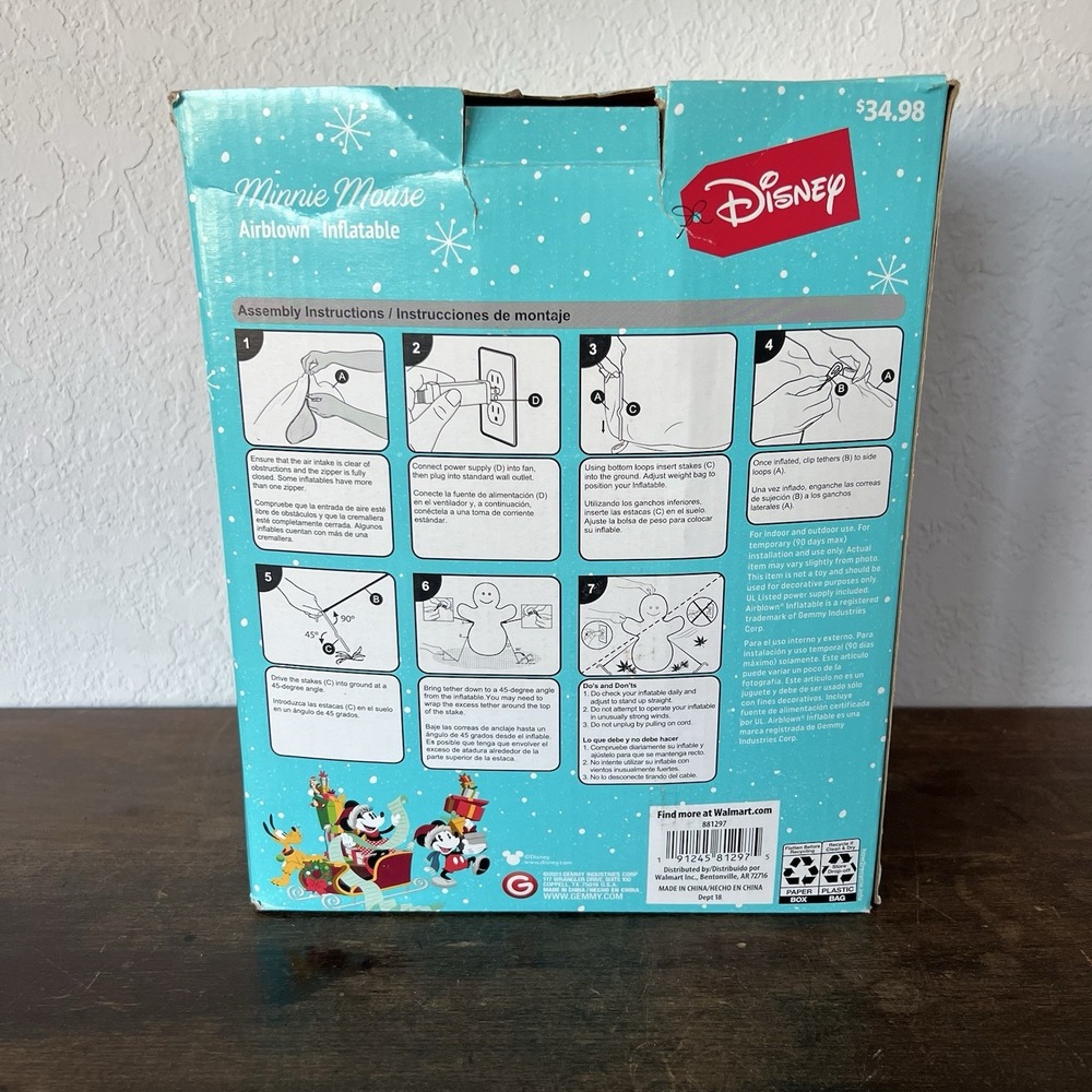 Disney Minnie Mouse‎ 5 ft Airblown Inflatable Christmas Yard Decoration Light Up - Picture 3 of 5